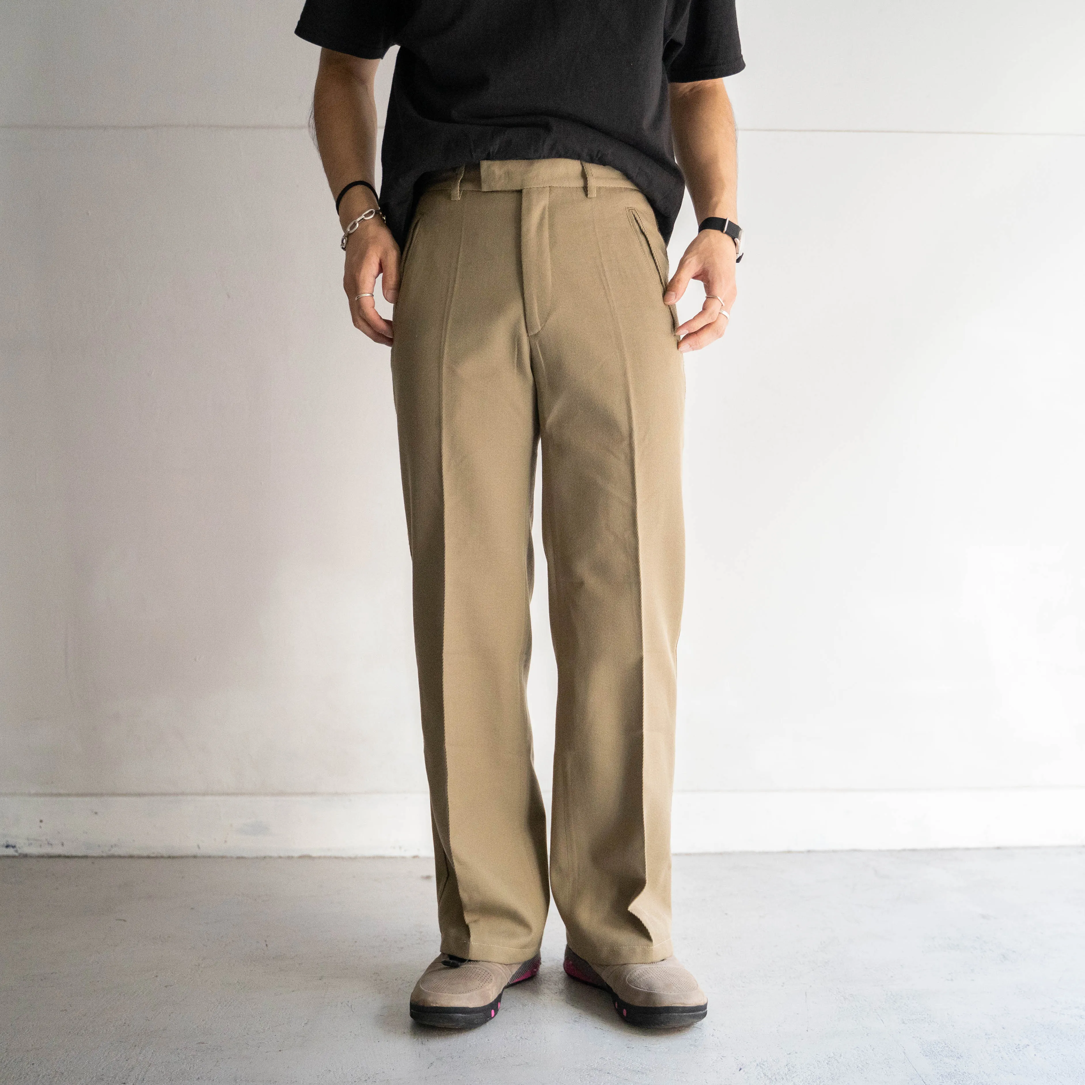 1980s French military beige color side line ceremony pants 'dead stock'