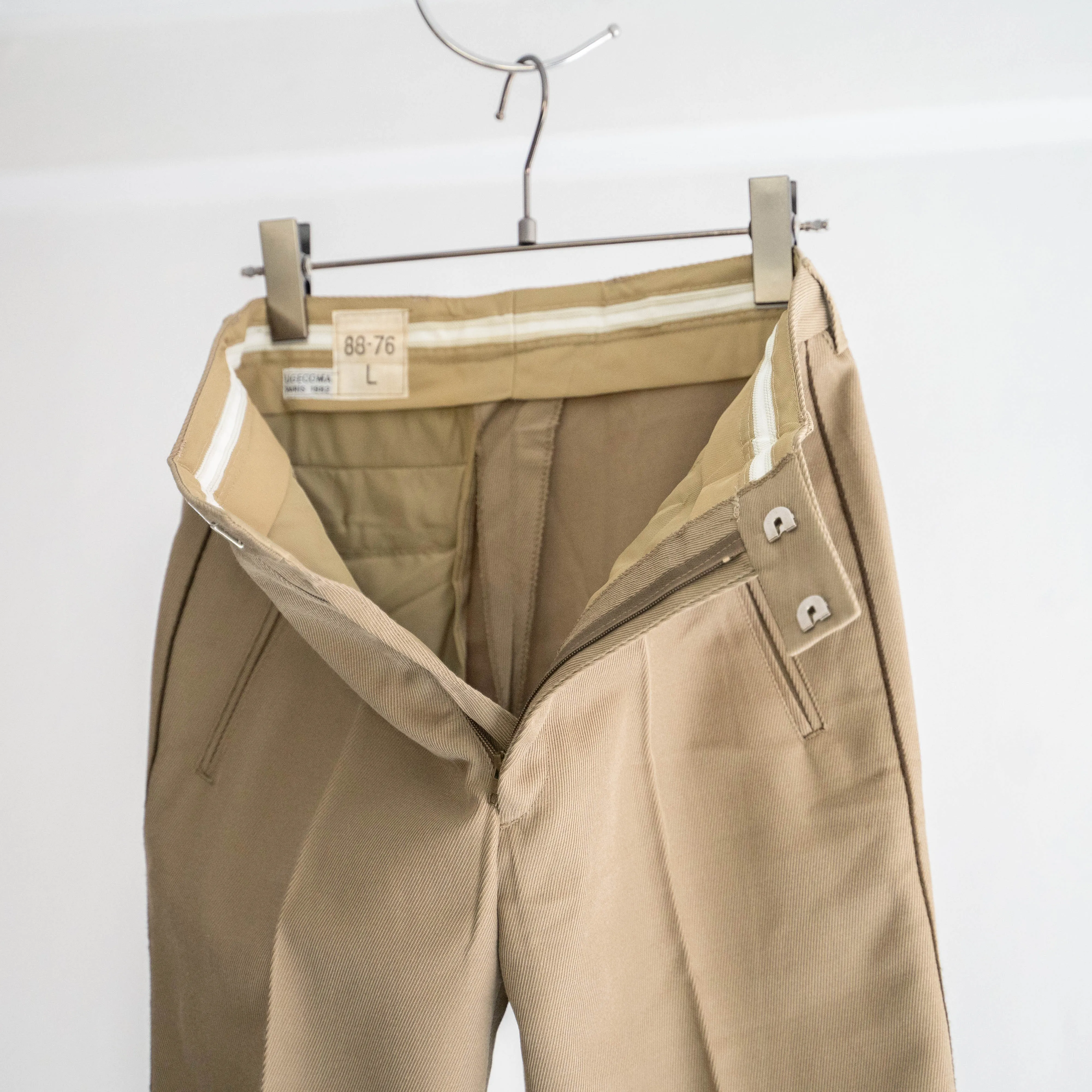 1980s French military beige color side line ceremony pants 'dead stock'