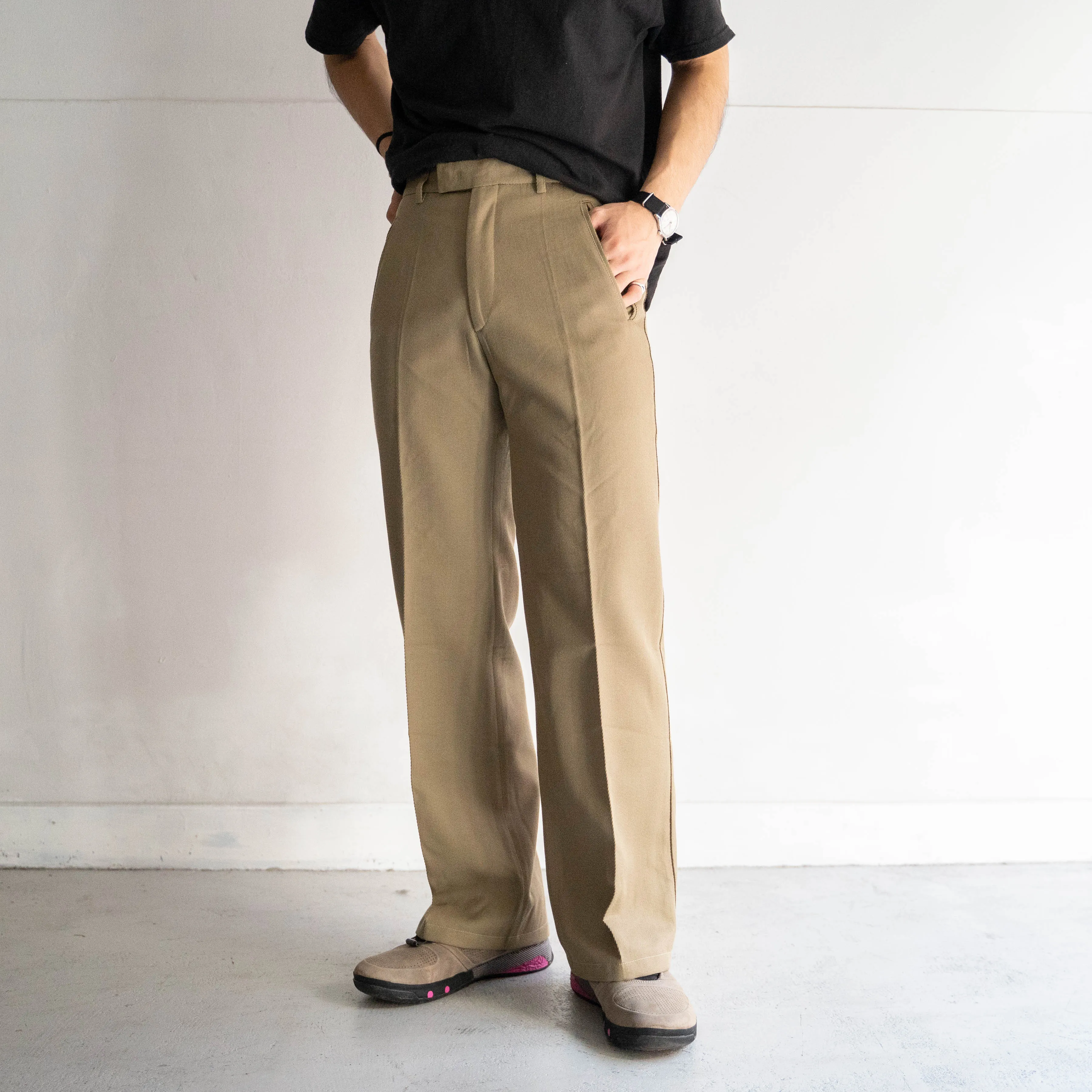 1980s French military beige color side line ceremony pants 'dead stock'