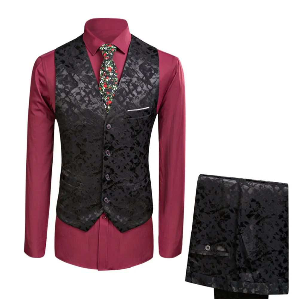 3-Piece Paisley Print Suit 2 Colors