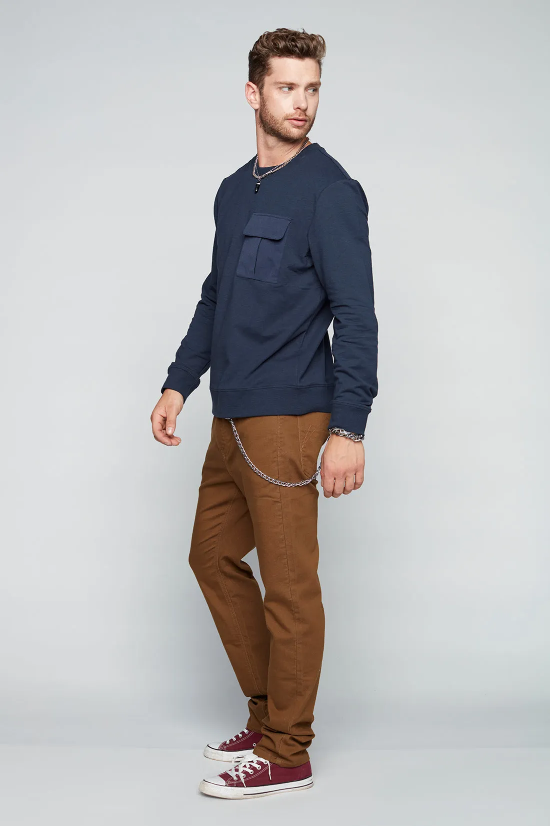 5 Pocket Straight Fit French Terry - Tobacco