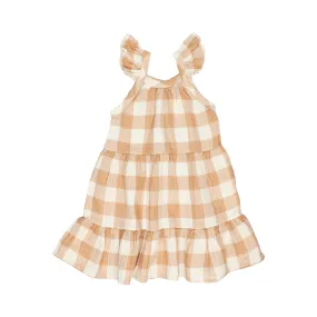 8005.GINGHAM DRESS USA-Caramel