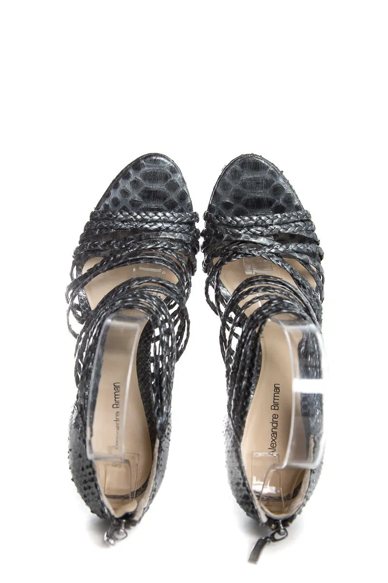 Alexandre Birman Gray Python Sandals SZ 39