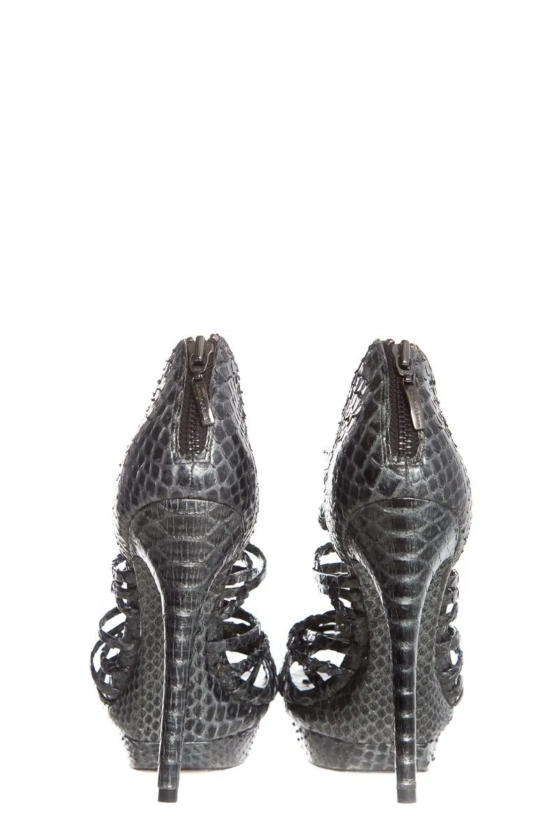 Alexandre Birman Gray Python Sandals SZ 39