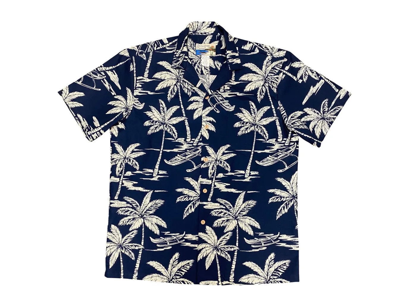 Aloha Shirt Cotton Canoe Navy