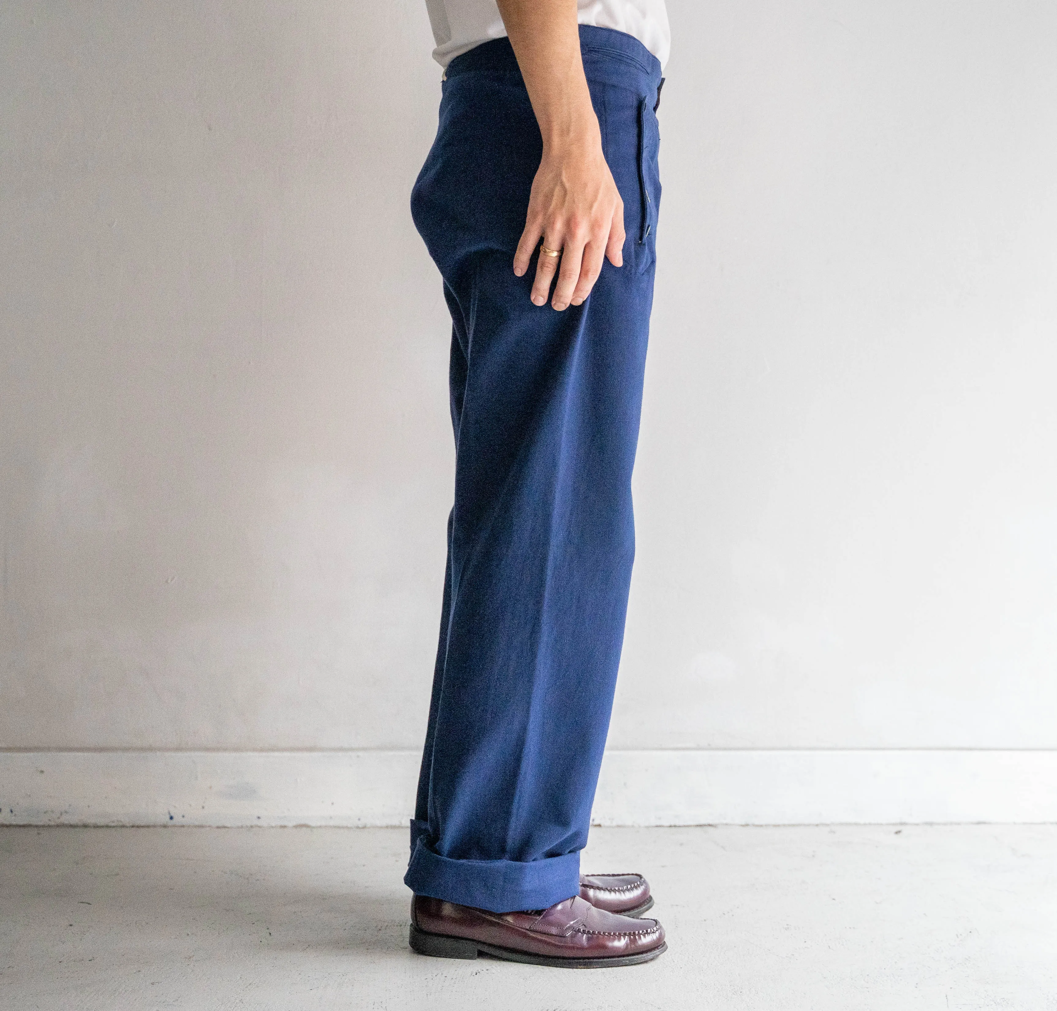 around 1970s Italy blue color sailor pants -mint condition-