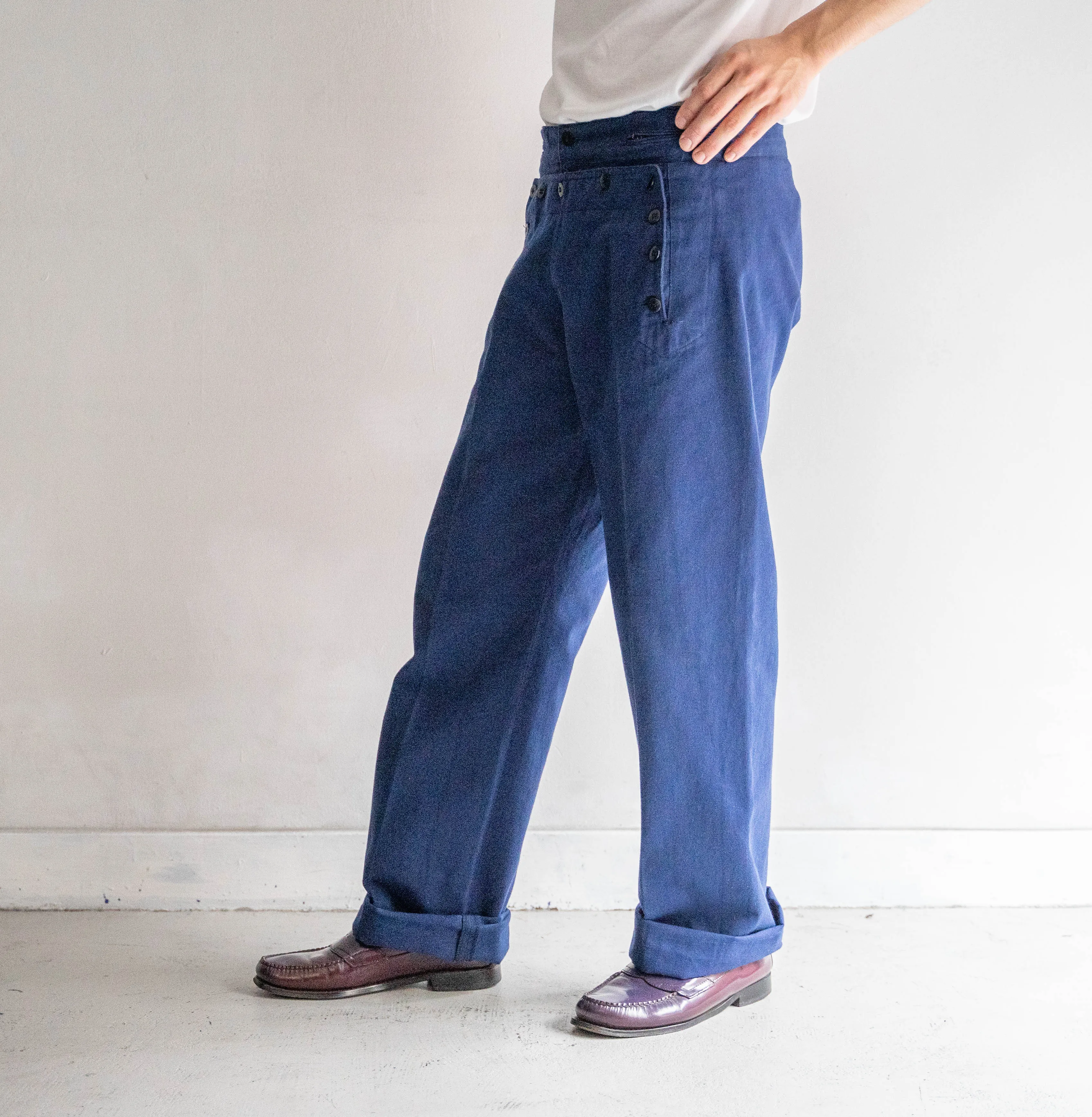 around 1970s Italy blue color sailor pants -mint condition-