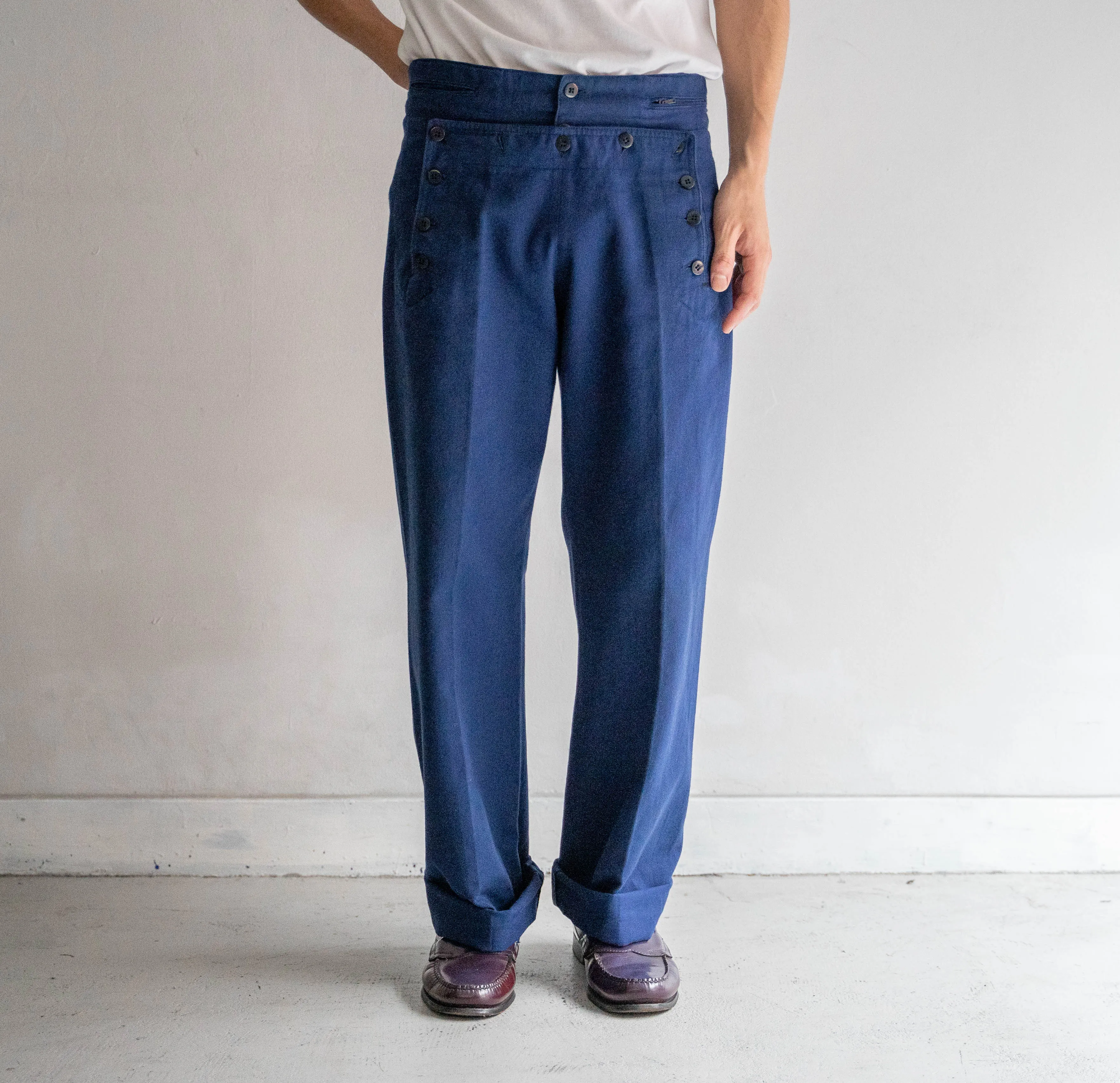 around 1970s Italy blue color sailor pants -mint condition-