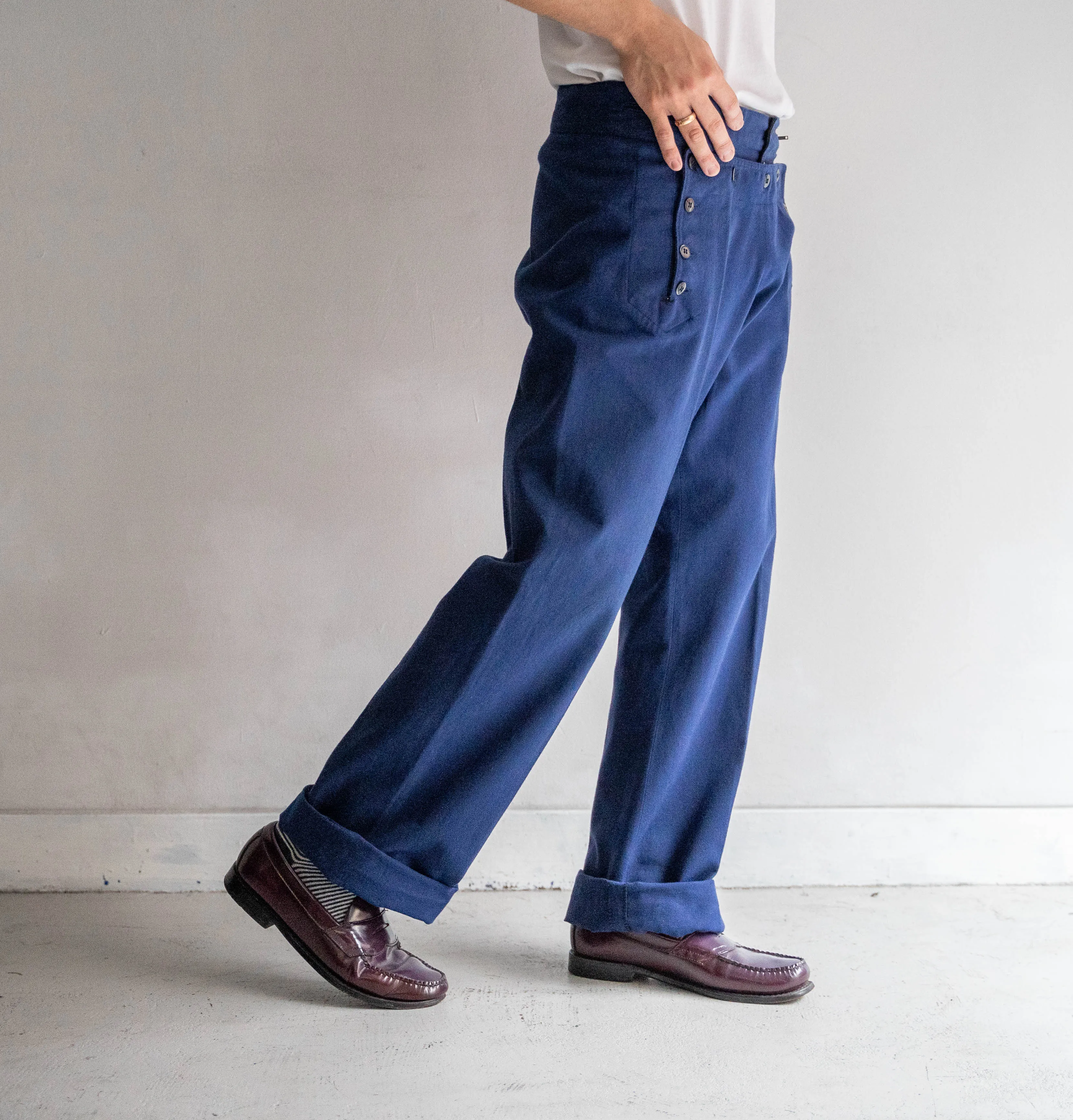 around 1970s Italy blue color sailor pants -mint condition-