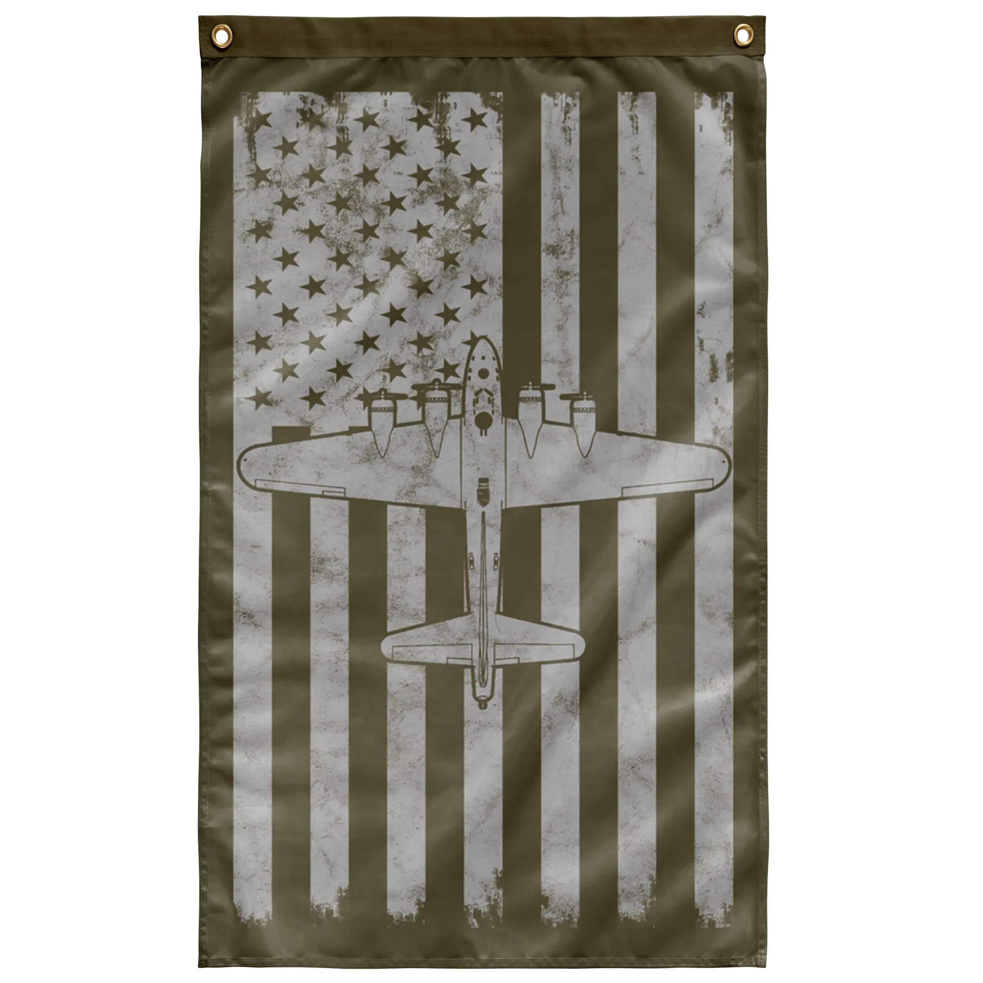 B-17 FLYING FORTRESS VINTAGE FLAG - 36" X 60" OLIVE DRAB