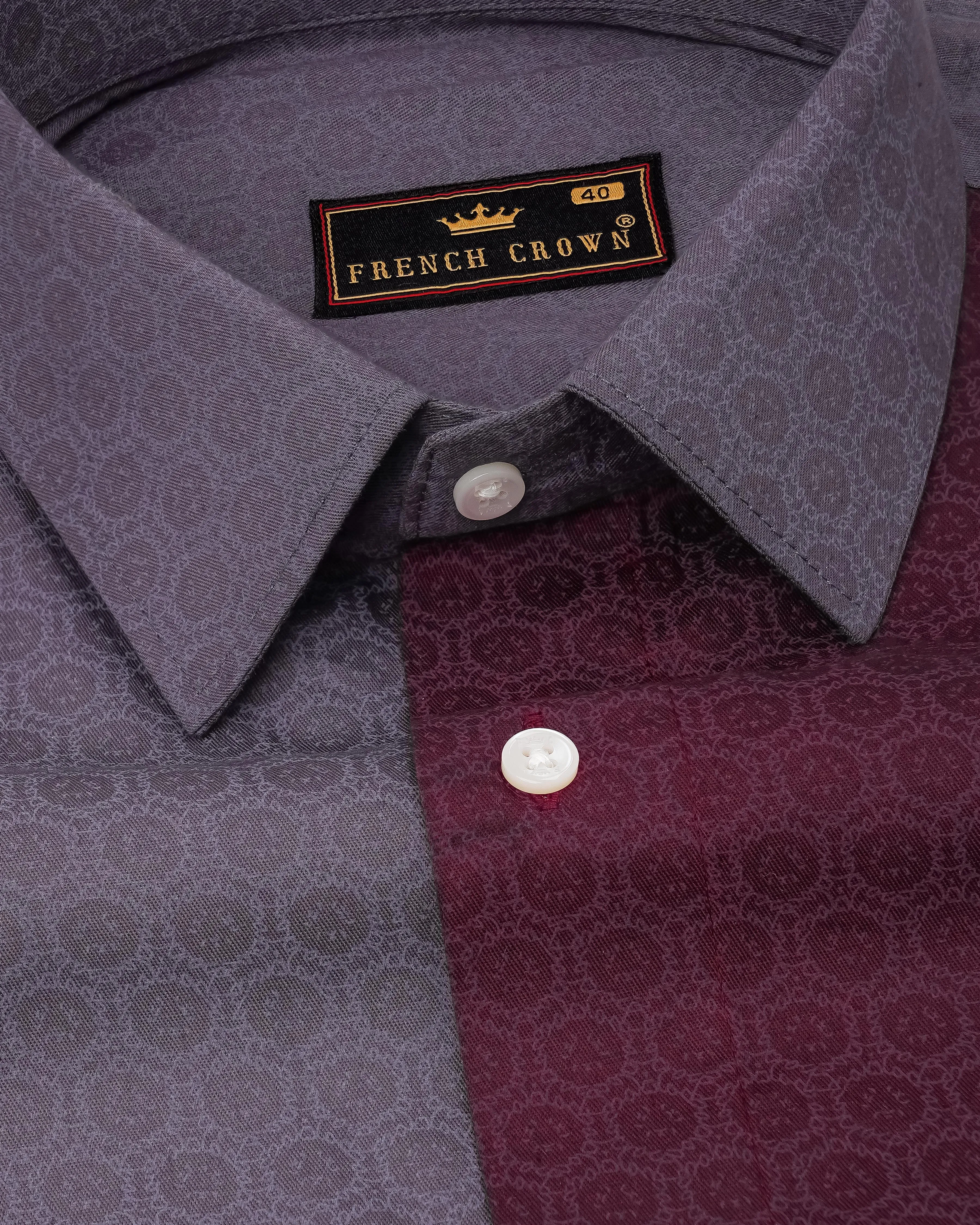 Barossa Wine with Gravel Gray Twill Premium Cotton Designer Shirt