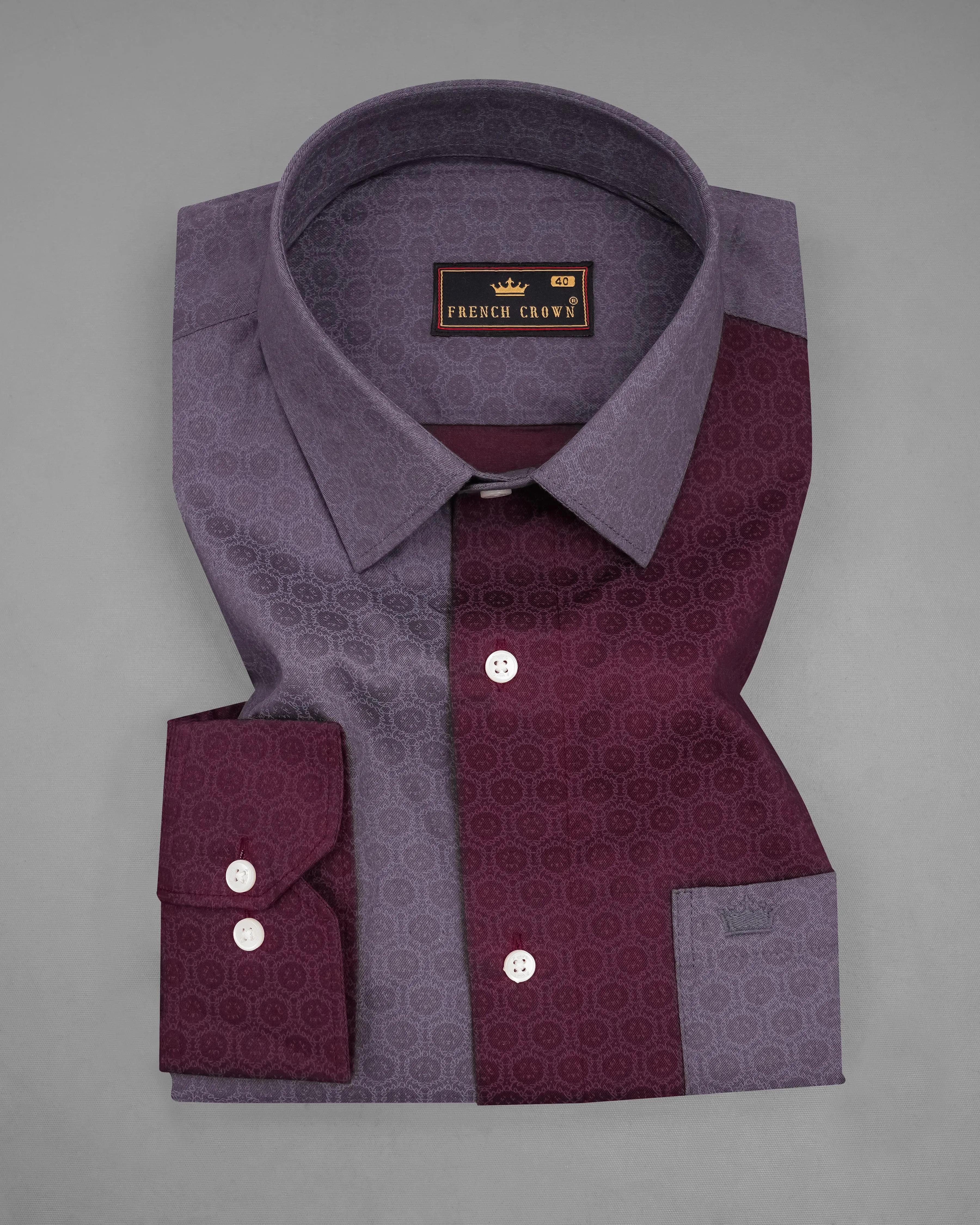 Barossa Wine with Gravel Gray Twill Premium Cotton Designer Shirt