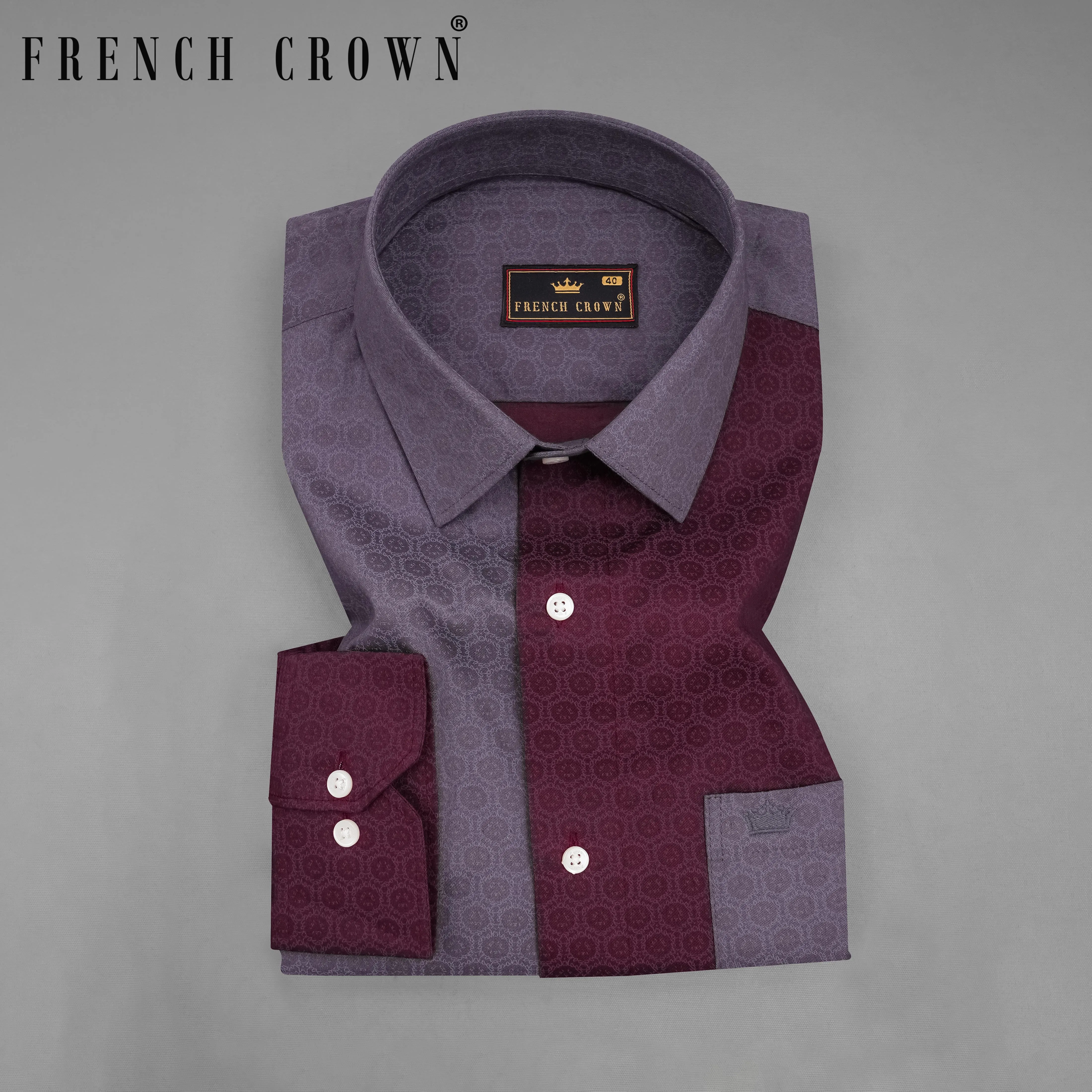 Barossa Wine with Gravel Gray Twill Premium Cotton Designer Shirt