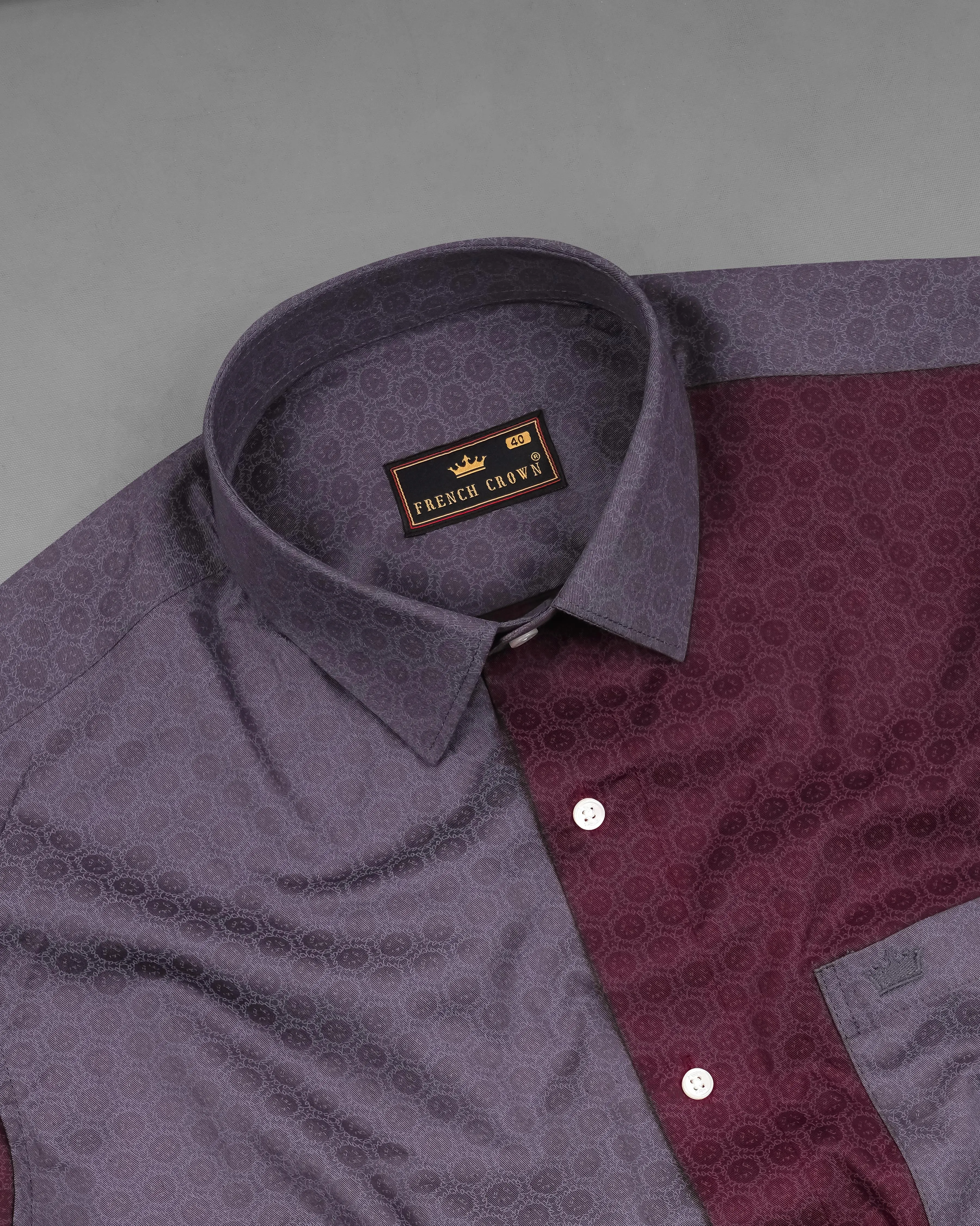 Barossa Wine with Gravel Gray Twill Premium Cotton Designer Shirt