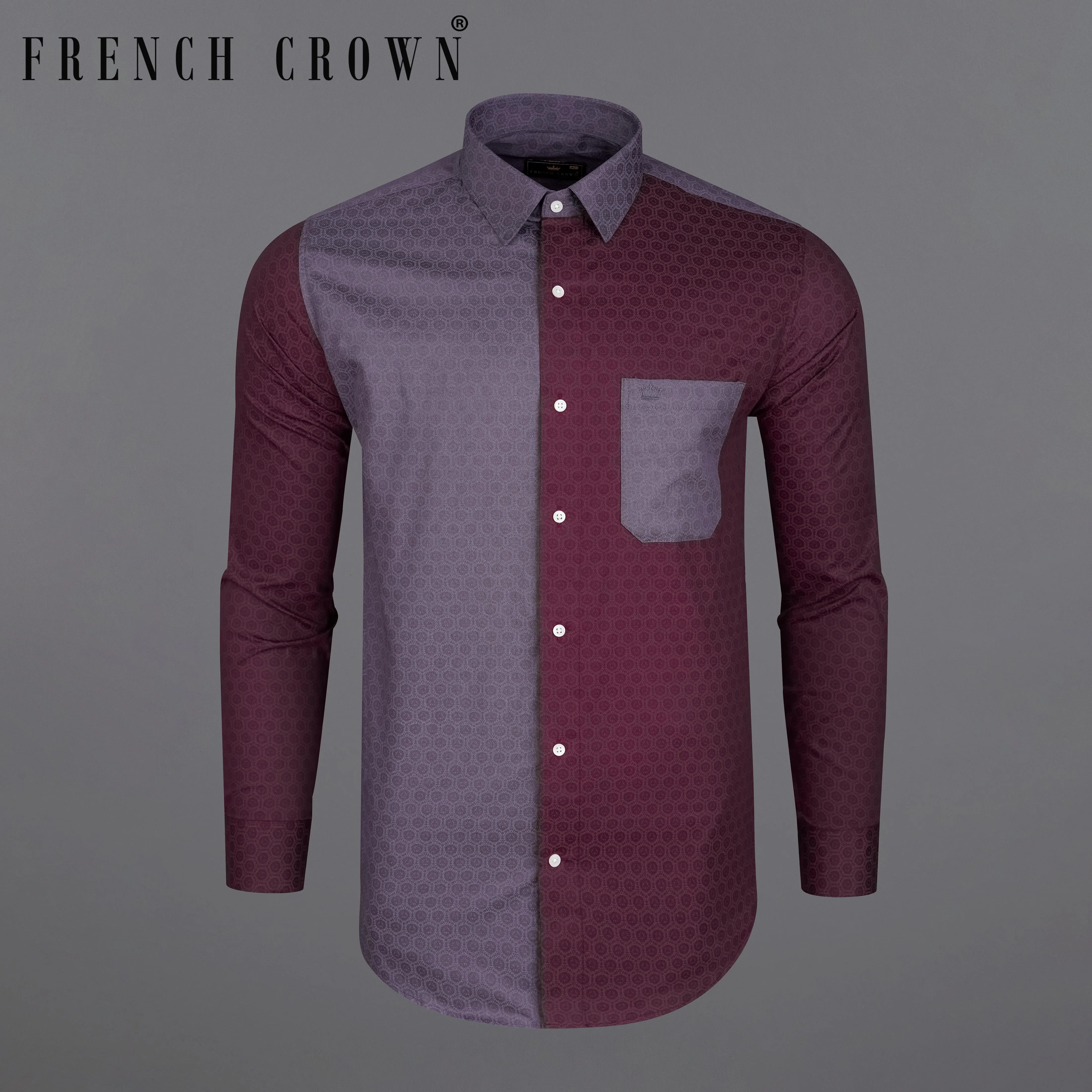 Barossa Wine with Gravel Gray Twill Premium Cotton Designer Shirt