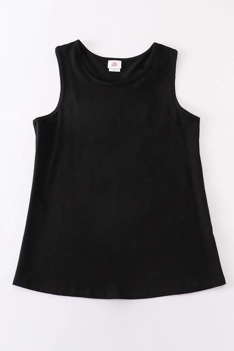 Black blank basic kids teens adult tank top