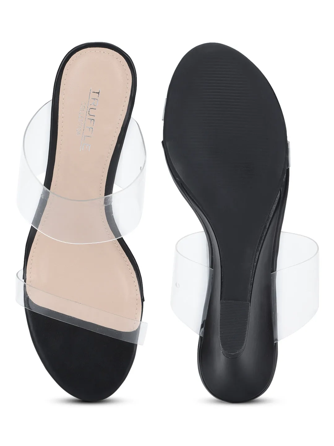 Black Perspex Slip-on Wedges