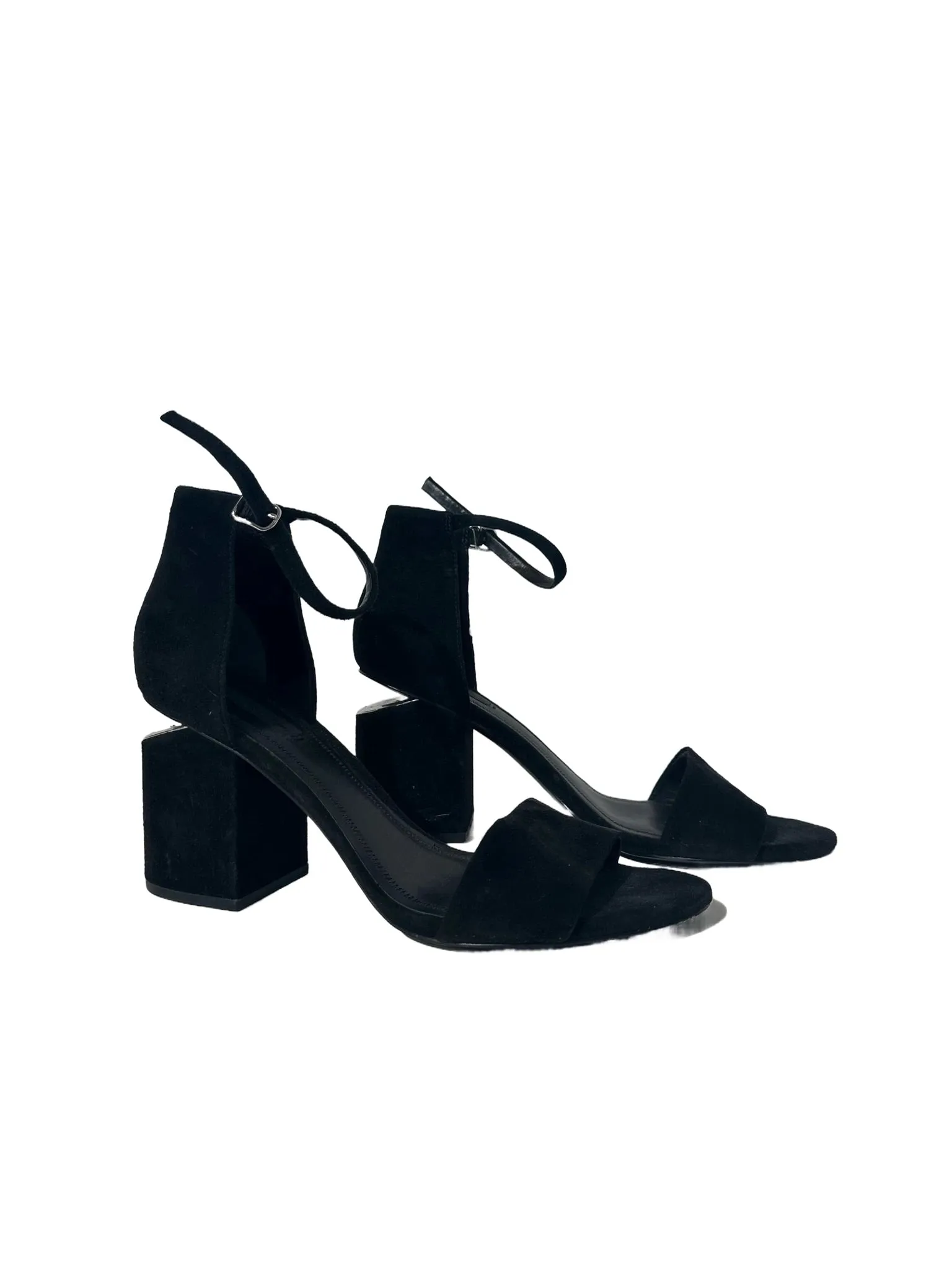 Black Suede Chunk Heel 40