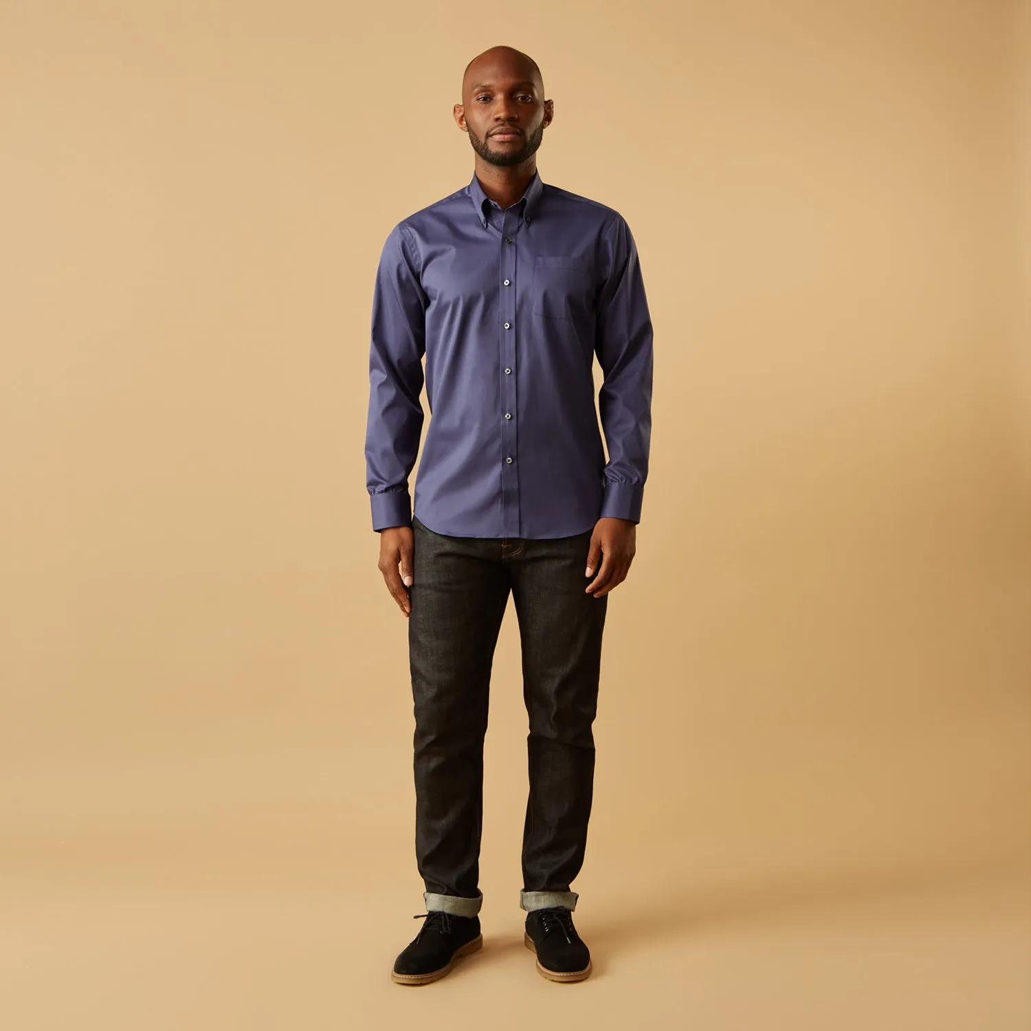 Blue Piece Dyed Weekend Fit Suffolk Shirt