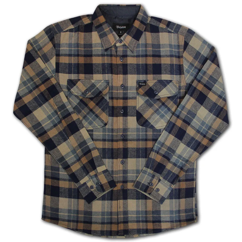 Brixton Flynn Flannel Long Sleeve Shirt Navy Khaki