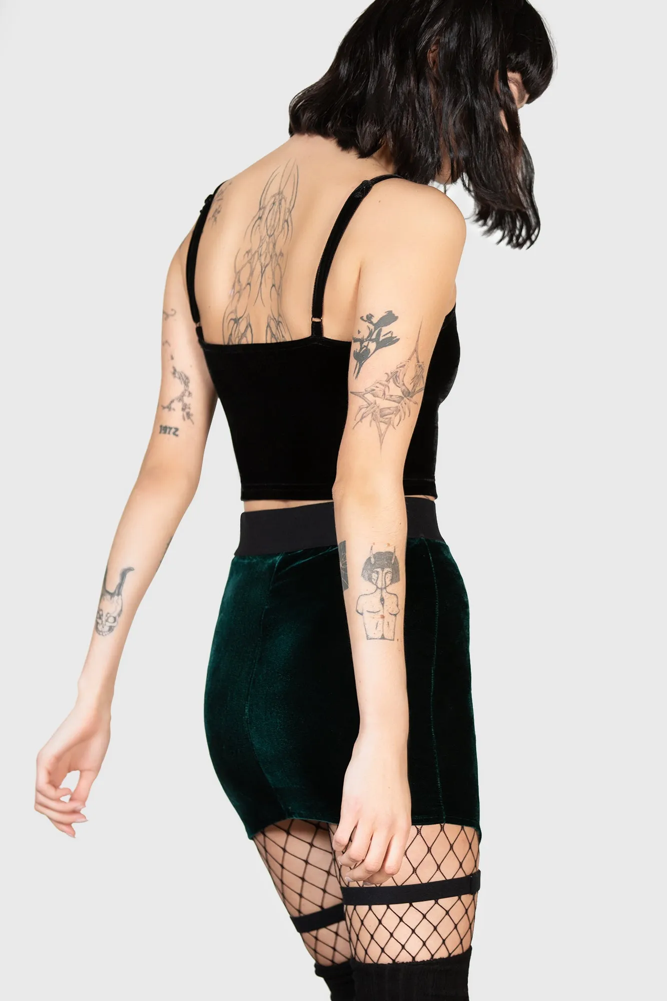 Cassandra Velvet Mini Skirt [EMERALD]