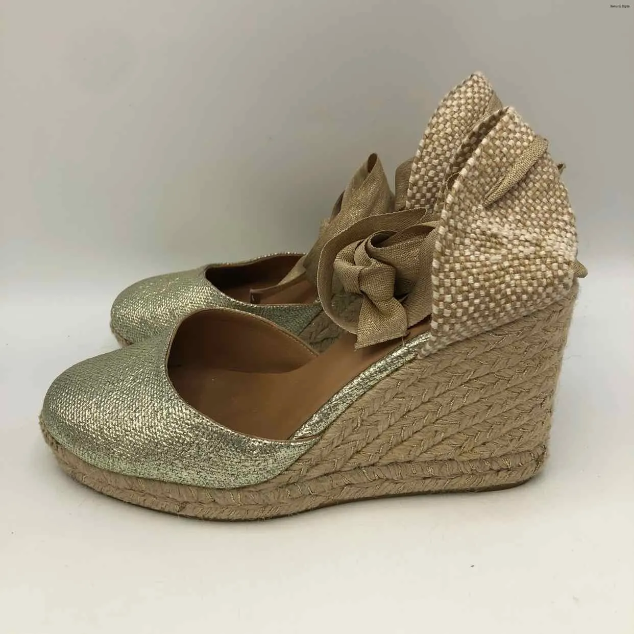 CASTANER Goldtone Beige Wedge Espadrille Shoe Size 36 US: 6 Shoes