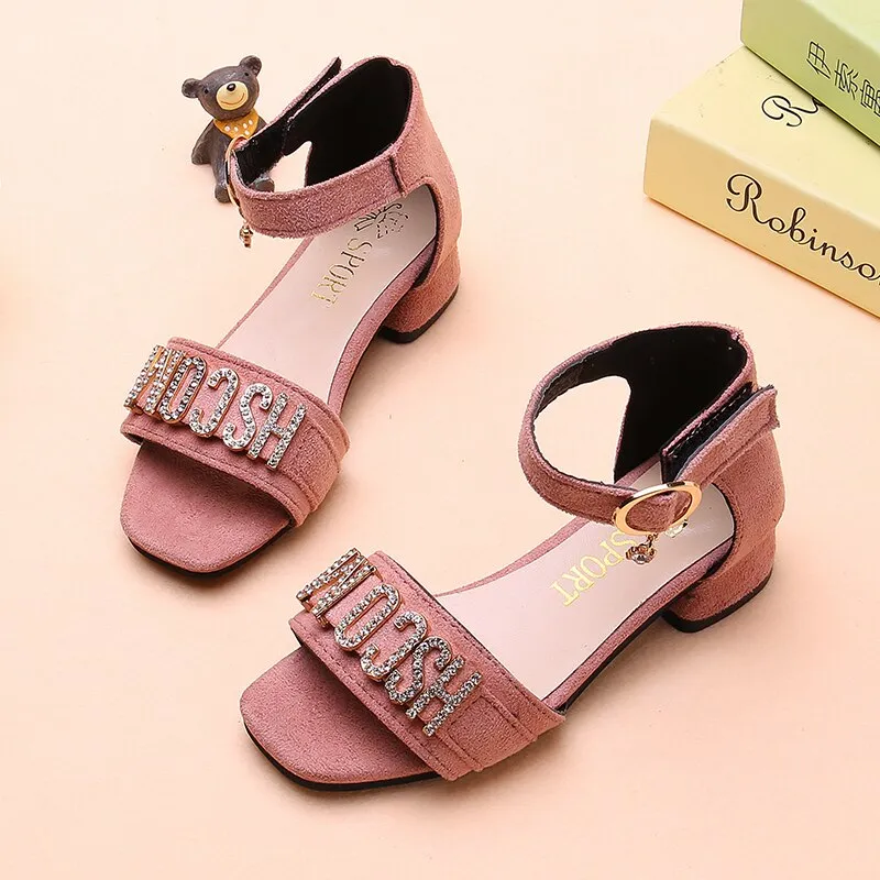 Children Sandals Girls Low Heel Sandals Breathable Summer Shoes Comfortable sandals for Wedding two style STQ036