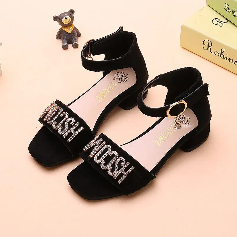 Children Sandals Girls Low Heel Sandals Breathable Summer Shoes Comfortable sandals for Wedding two style STQ036