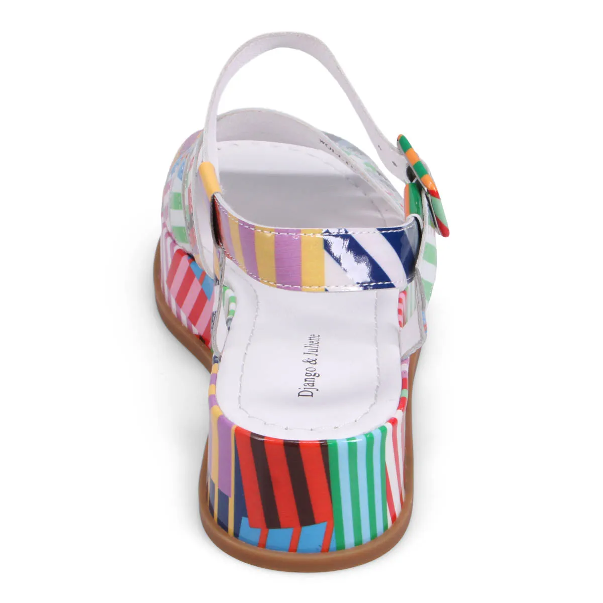 Django & Juliette WOLLIE Platform Sandal in Multi Stripe Patent Leather