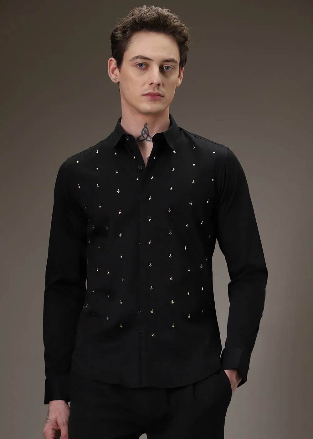 Embellished Black Designer Shirt