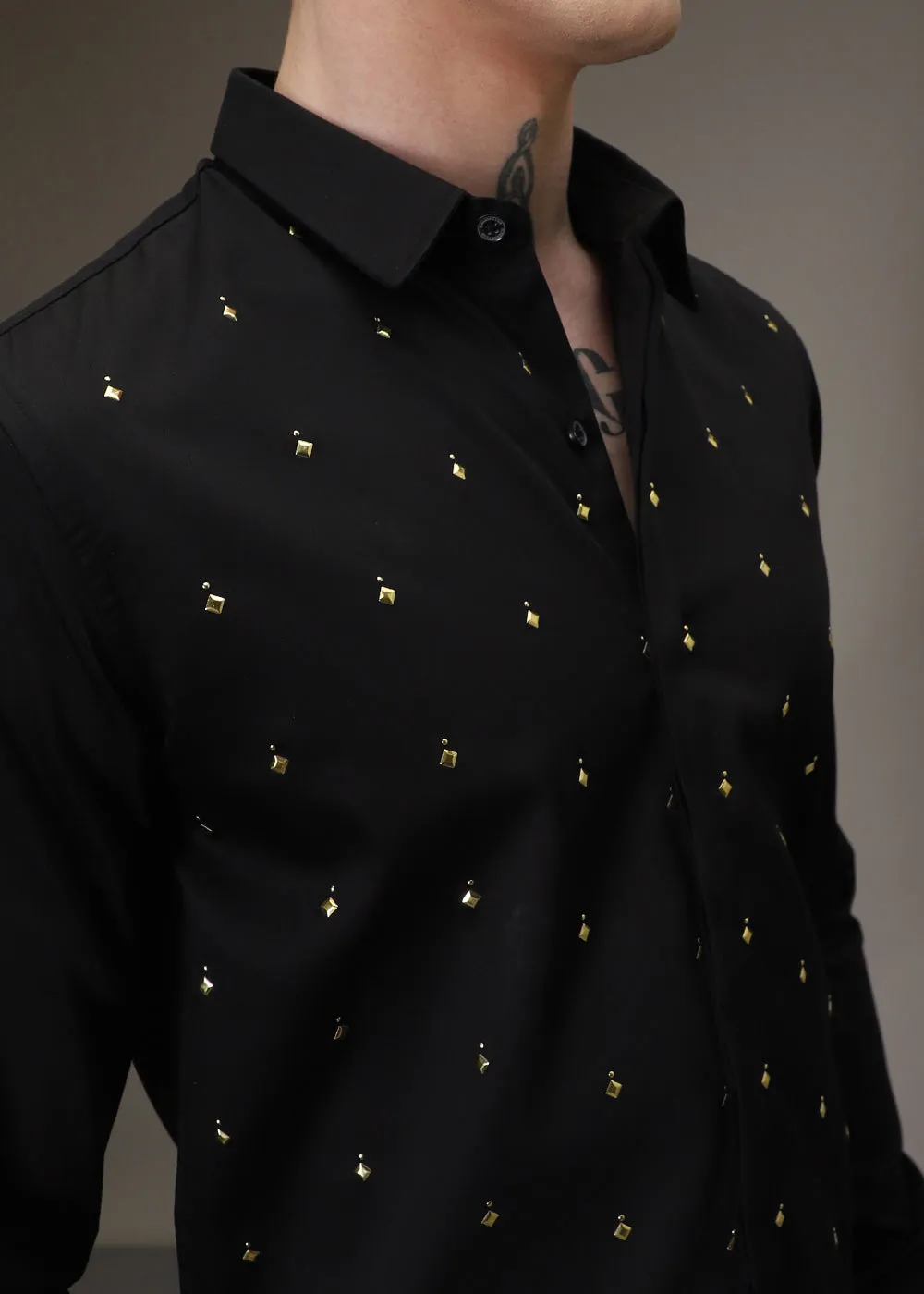 Embellished Black Designer Shirt