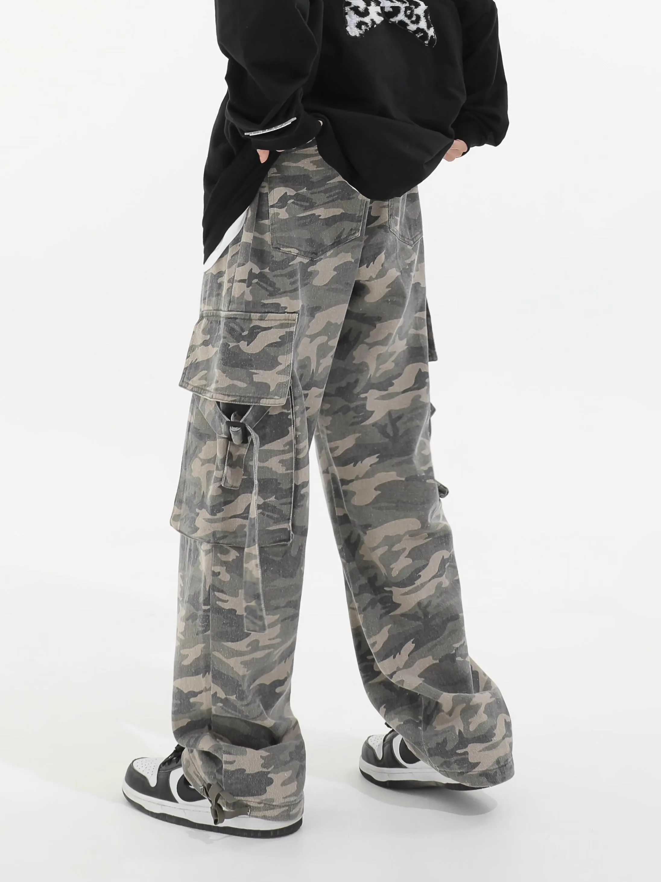 Faded Camo Straight Cargo Pants