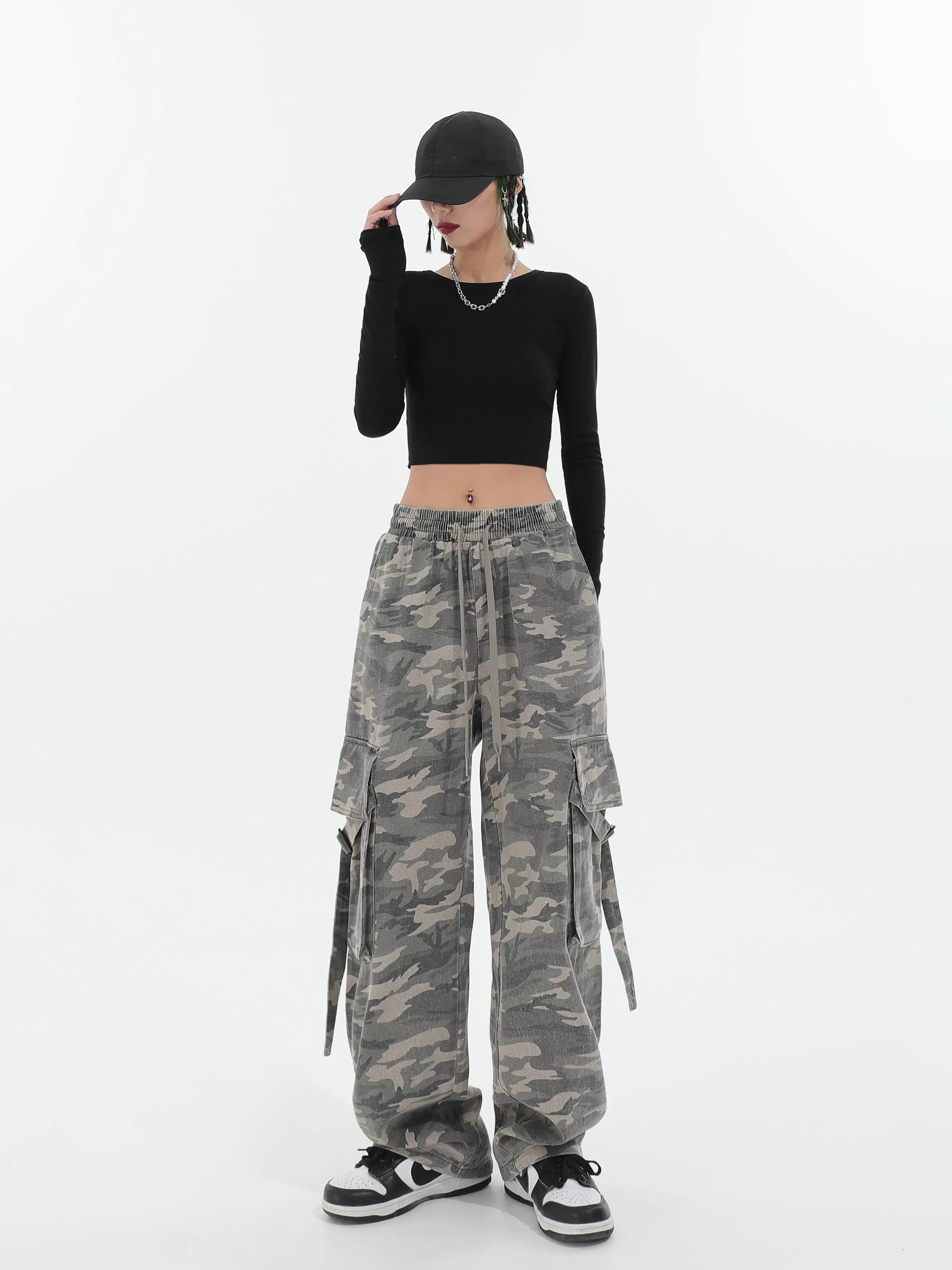 Faded Camo Straight Cargo Pants