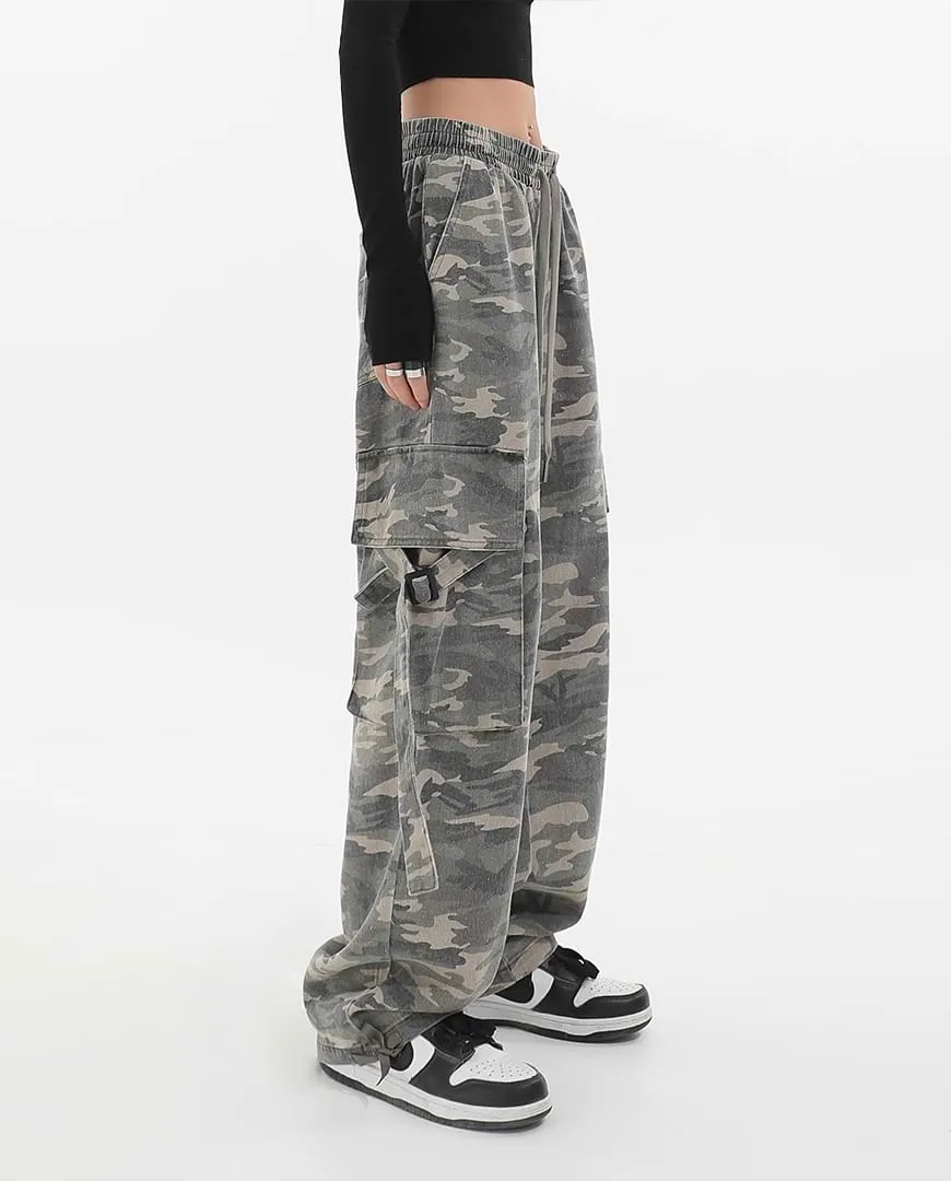 Faded Camo Straight Cargo Pants