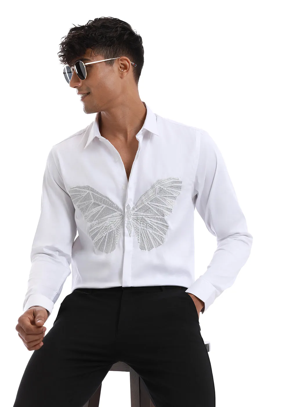 Flappers Mist White Designer Shirt