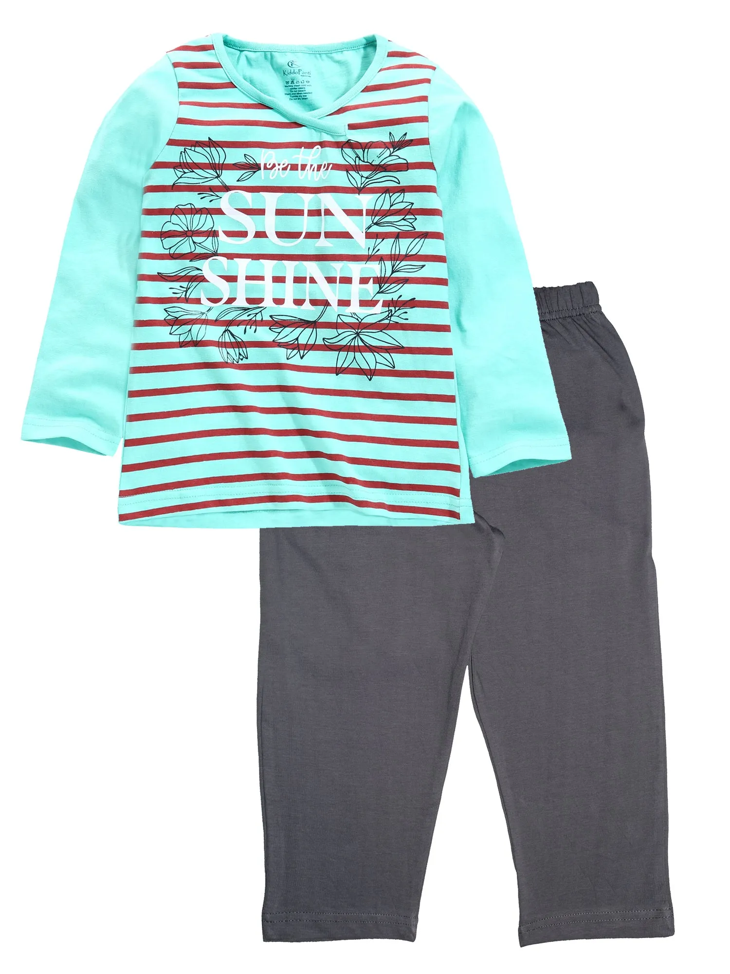 Girls Cotton Tee with Pyjama Pant