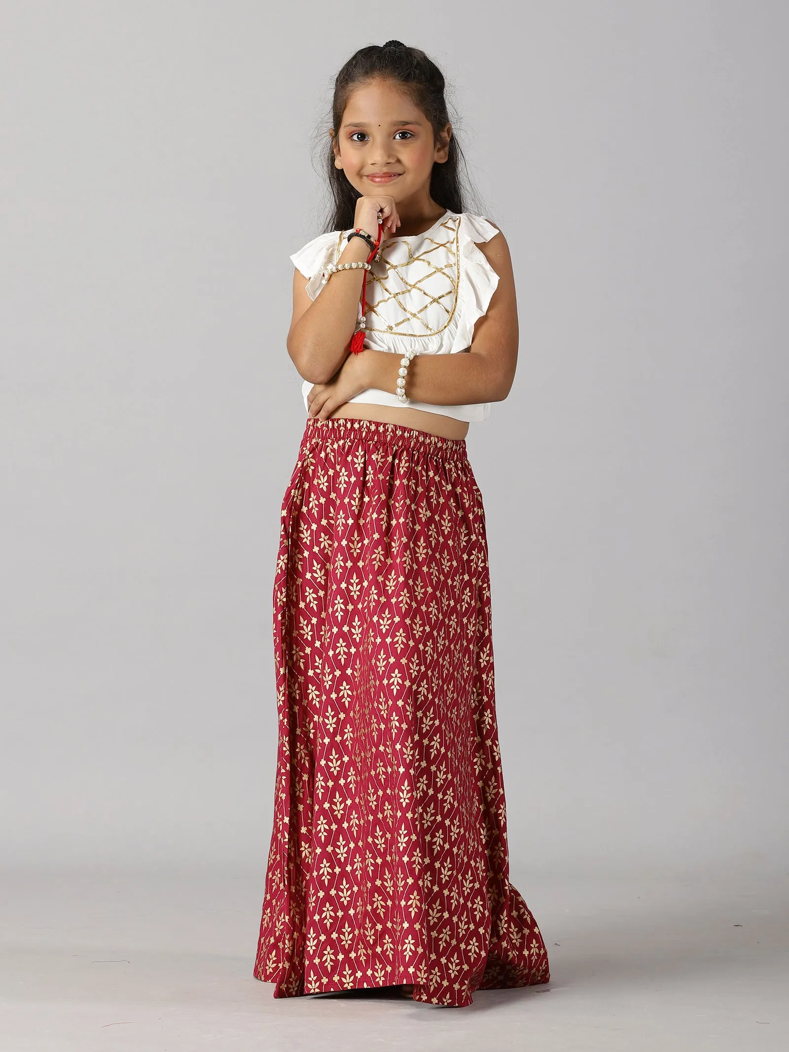 Girls Ethnic Ruffle Choli & Lehenga set