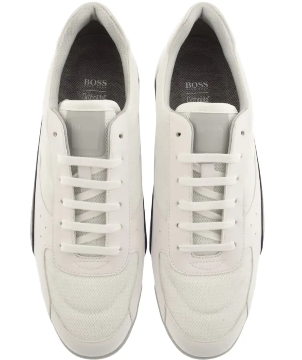 Hugo Boss Saturn Low-Top Memory Foam Sneakers, Classic White - Model 50459307-100