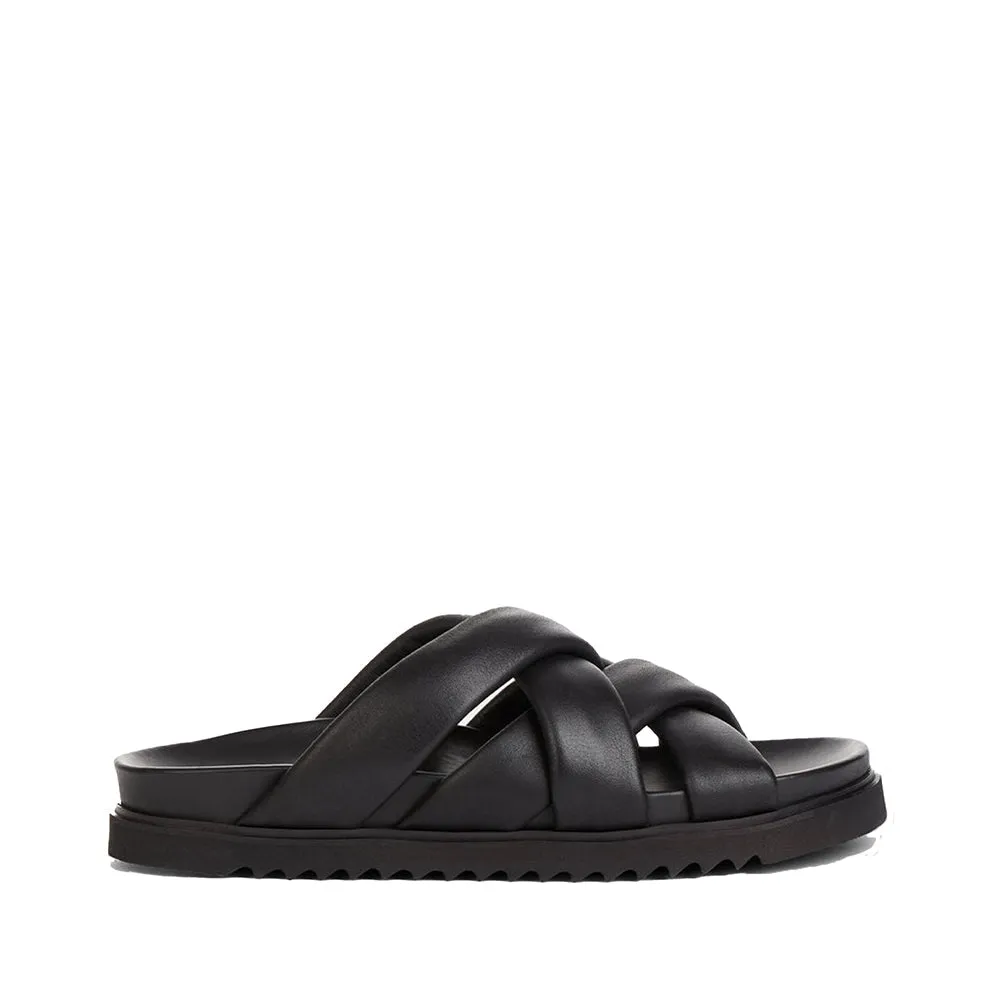 Josie Black Leather Sandals