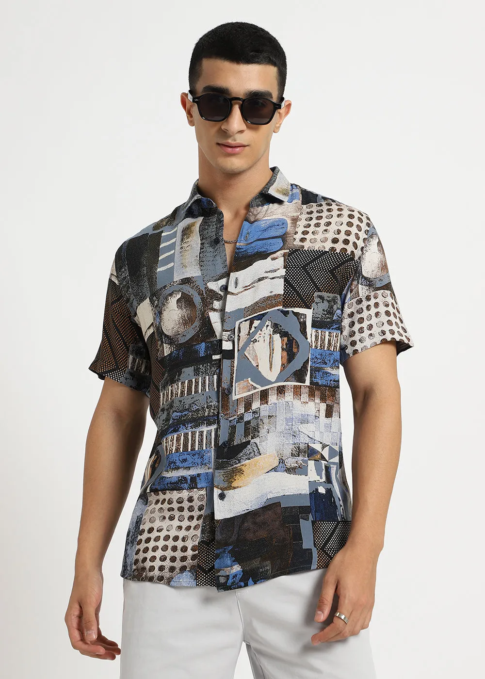 Lattice Blue Feather shirt