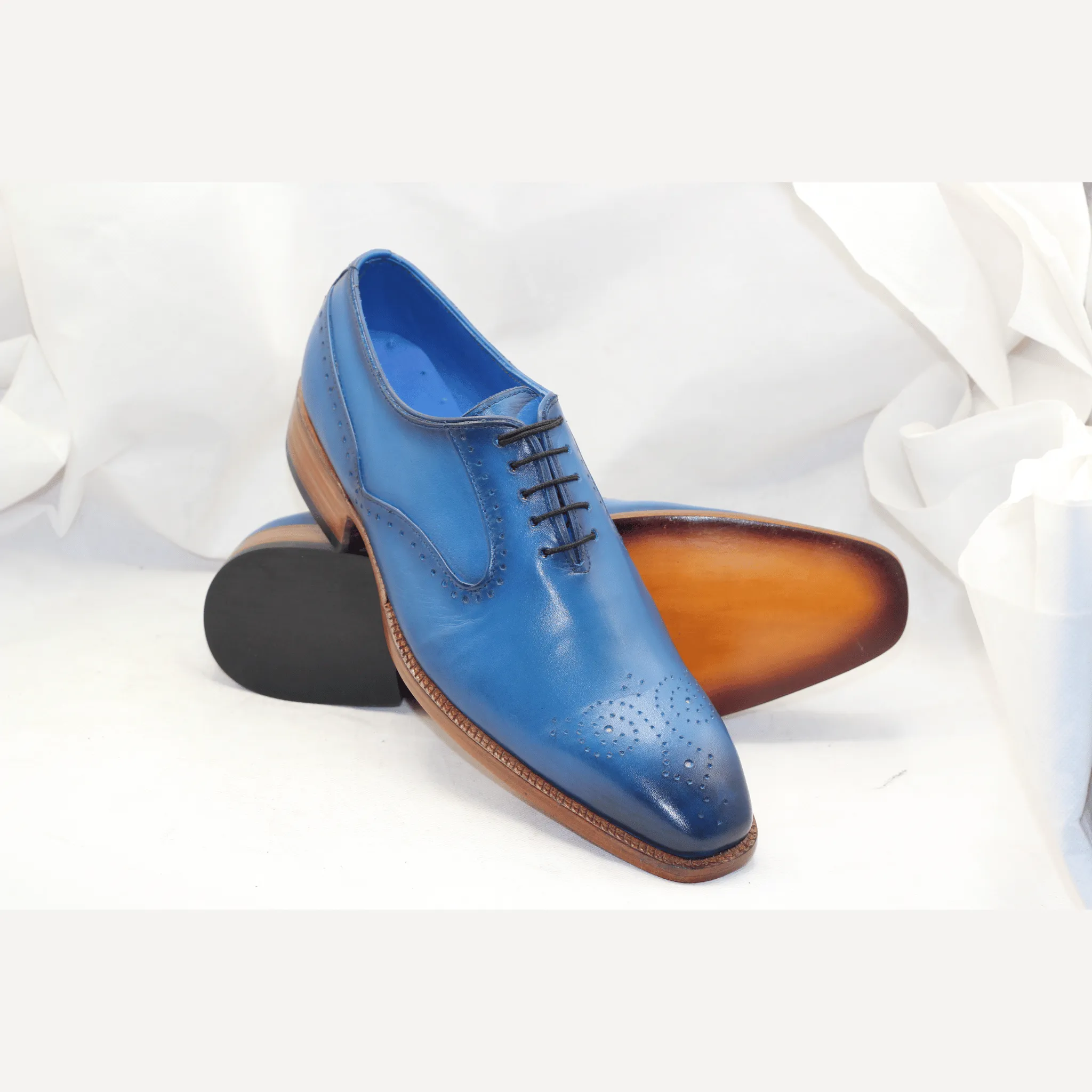 Men's Luxury Blue Oxford Shoes – Handcrafted Elegance Premium Blue Dress Shoes for Men – Timeless Style