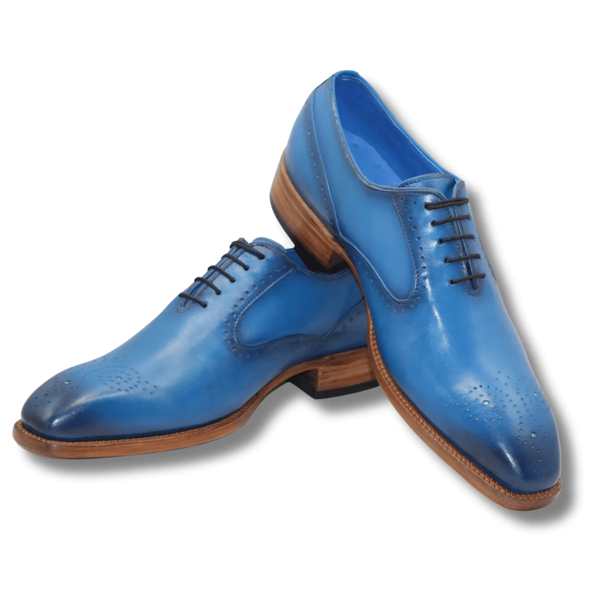 Men's Luxury Blue Oxford Shoes – Handcrafted Elegance Premium Blue Dress Shoes for Men – Timeless Style