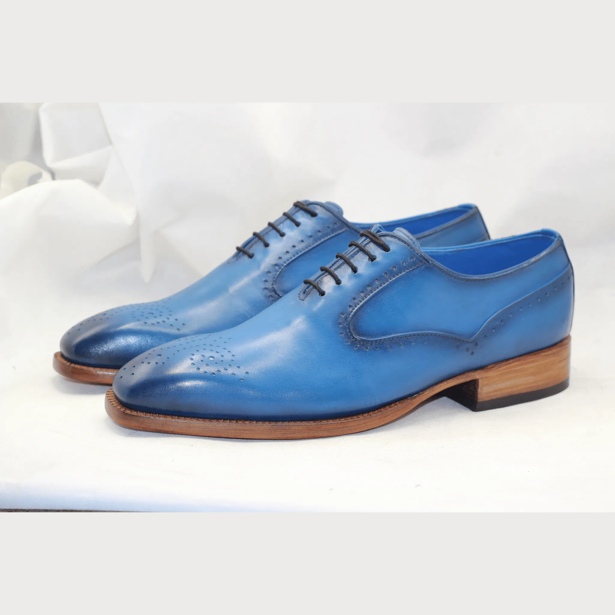 Men's Luxury Blue Oxford Shoes – Handcrafted Elegance Premium Blue Dress Shoes for Men – Timeless Style