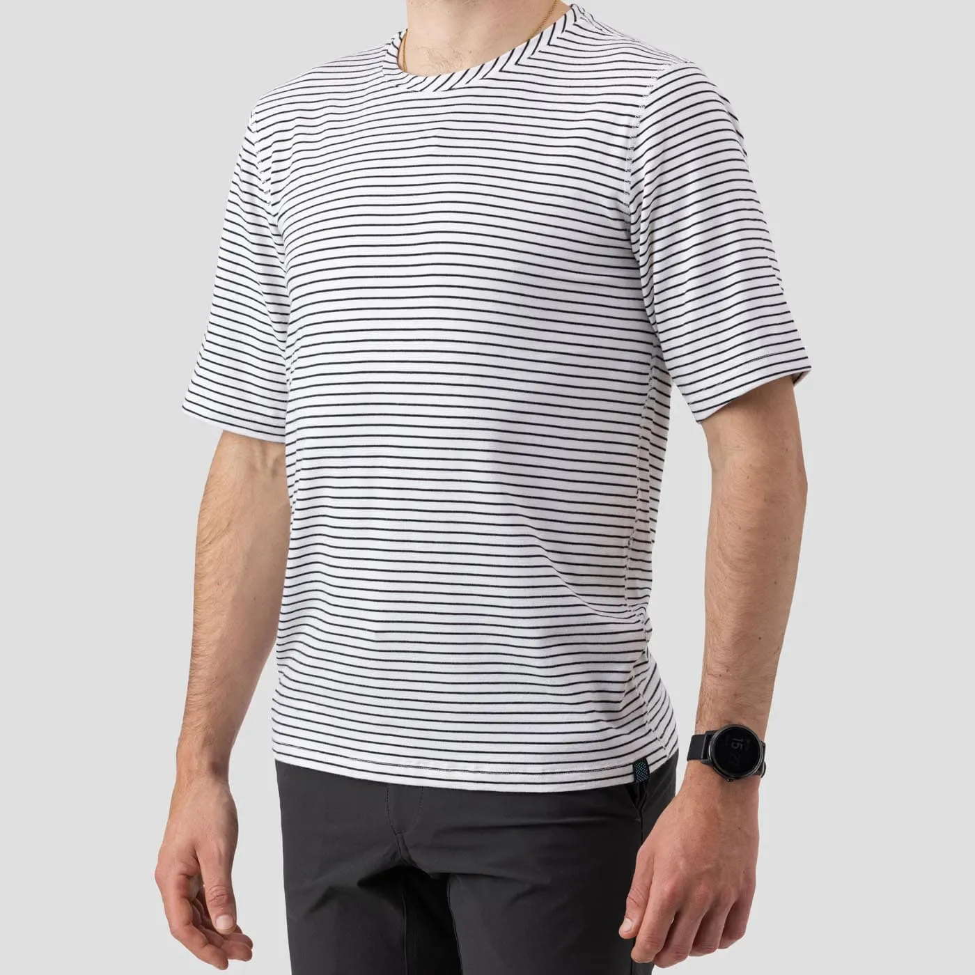 Men's Organic Riding Shirt  - White Stripes