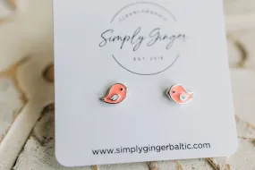 Pink Birdy Earrings ll Sterling Silver Studs ll Little Girls Earrings ll Birthday Gifts