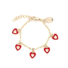 Red Enamel Open Heart Charm Bracelet