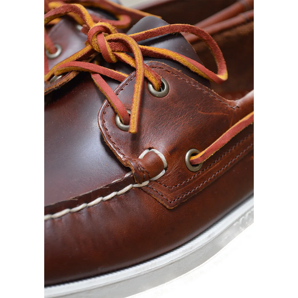 Sebago Docksides Portland Brown Oiled Waxed Shoes -White Sole