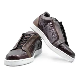 SMPL-SK-018 Crocodile with Calfskin Sneaker Size 9